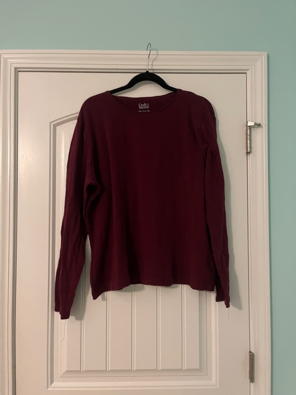 croft & barrow Long-Sleeve Crewneck Top in Deep Burgundy